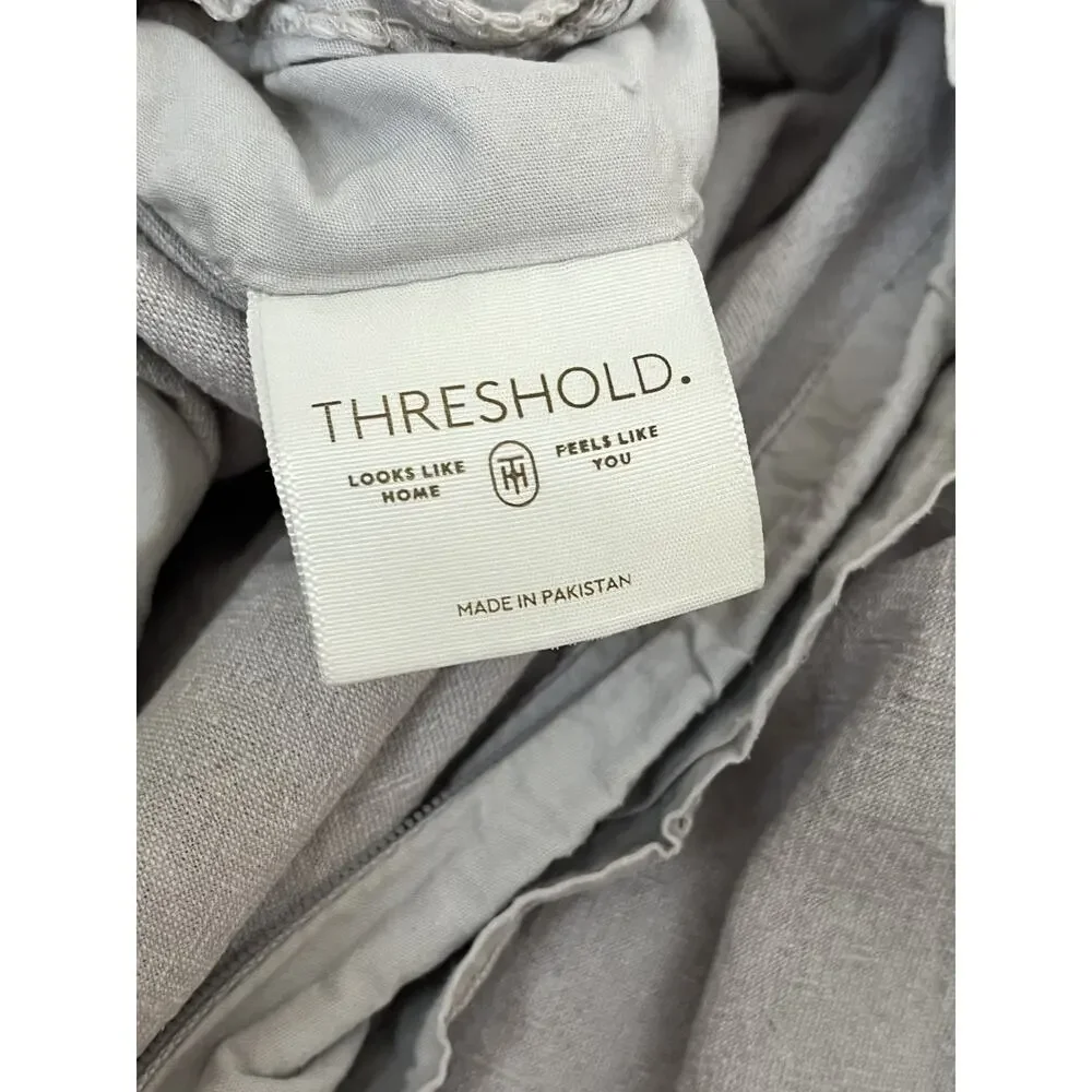 Threshold Full Queen Duvet Cover Cotton Linen Blend Light Gray Zip Closure